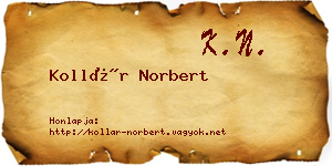Kollár Norbert névjegykártya